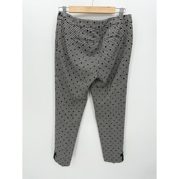 Talbots Dress Pants Women 2 Black White Wool Gingham Polka Dot Bow Ankle Detail - Picture 2 of 9